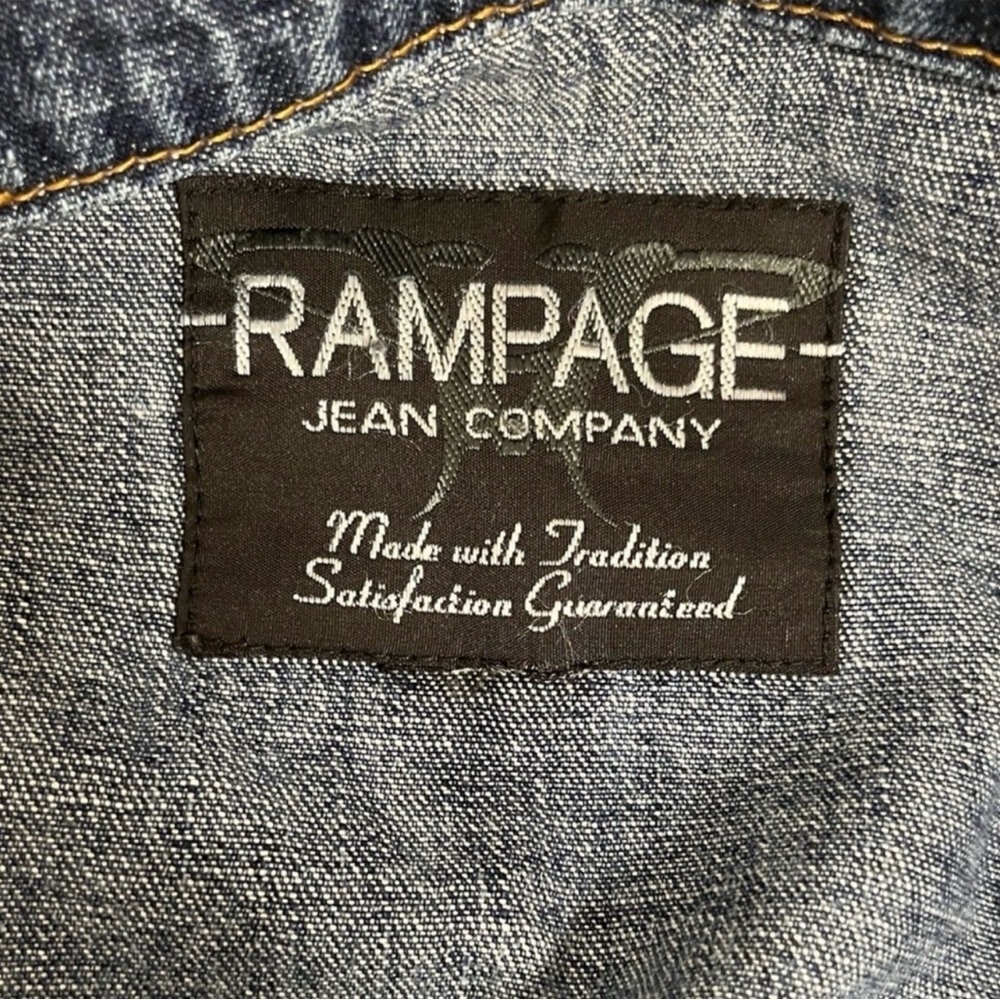 Vintage Rampage Dark blue wash  Denim maxi jacket. Brass logo buttons.medium - Picture 13 of 15
